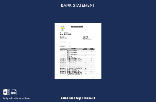 Modello Excel di estratto conto bancario USA MOVO in stile verificato